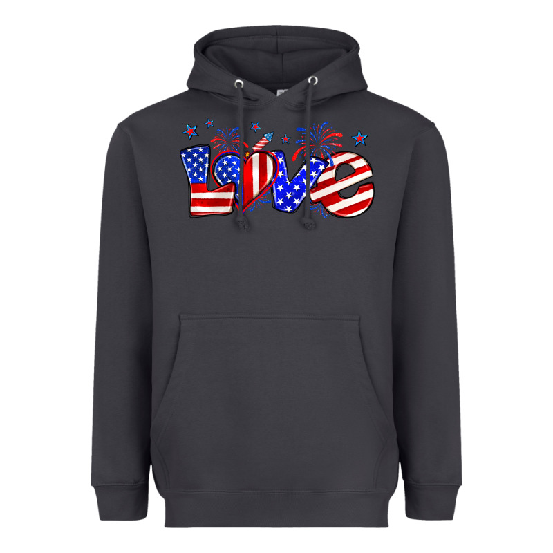 Love 4th Of July Heavyweight Hoodie by Zillion Design Studio | Teevron