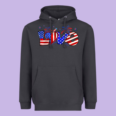 Love 4th Of July Heavyweight Hoodie Designed By Zillion Design Studio