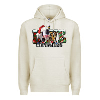 Oatmeal Heather love Christmas cow Premium Hoodie - Jasminsmagicworld