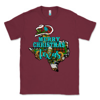Burgundy Merry Christmas Texas Map Classic Tee - RanaPortraitStore