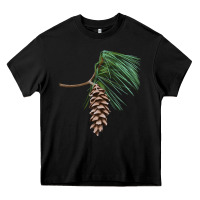 Black white pine cone Heavy Core Tee - LillyAllenDesigns