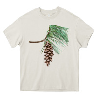 Cream white pine cone Heavy Core Tee - LillyAllenDesigns