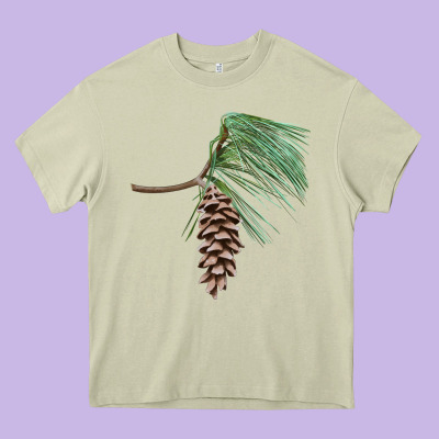 White Pine Cone Heavy Core Tee Designed By Lillyallendesigns