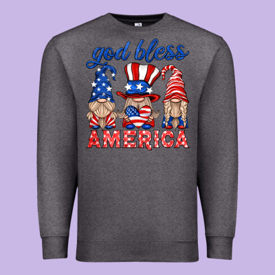 God Bless America Gnome Premium Sweatshirt Designed By Hra Design Shop