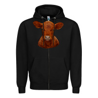 Black red angus calf Zipper Hoodie - RanaPortraitStore