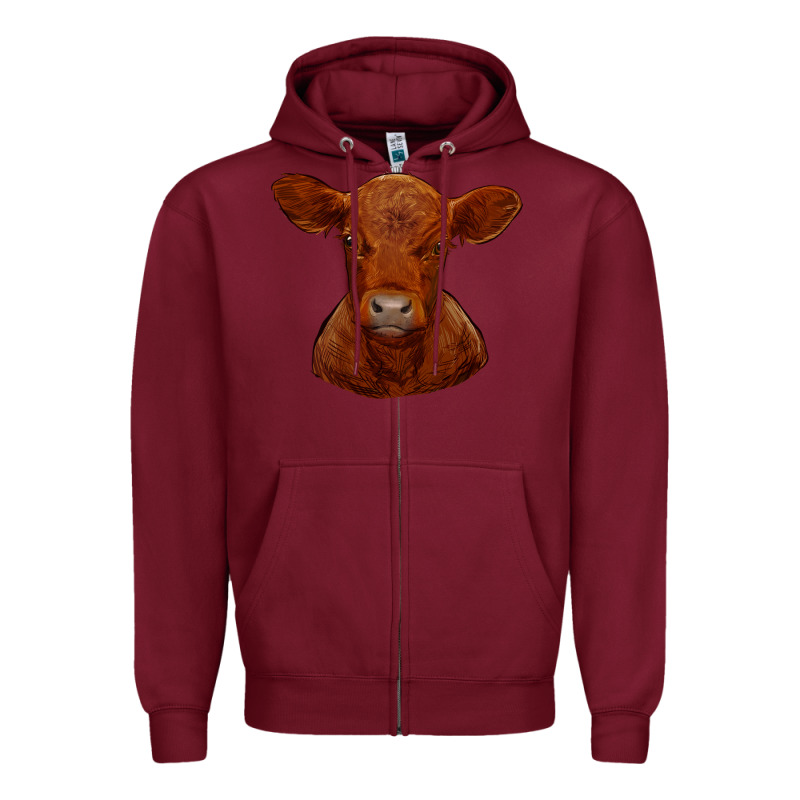 Red Angus Calf Zipper Hoodie by RanaPortraitStore | Teevron