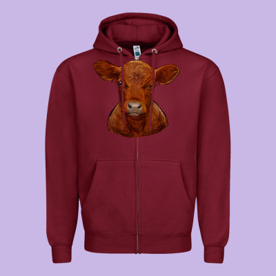 Zipper Hoodie red angus calf