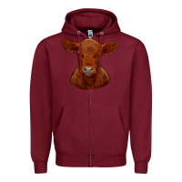 Burgundy red angus calf Zipper Hoodie - RanaPortraitStore