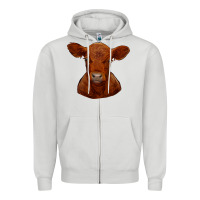 Dove Grey red angus calf Zipper Hoodie - RanaPortraitStore