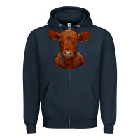Navy red angus calf Zipper Hoodie - RanaPortraitStore