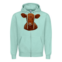 Seafoam red angus calf Zipper Hoodie - RanaPortraitStore