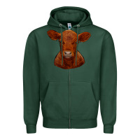 Sports Green red angus calf Zipper Hoodie - RanaPortraitStore