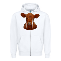 White red angus calf Zipper Hoodie - RanaPortraitStore