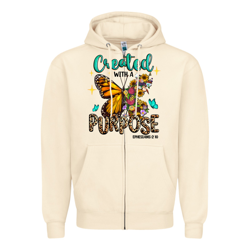 Created With A Purpose Ephesians 2 10 Zipper Hoodie by RanaPortraitStore | Teevron