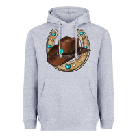 Heather Grey horseshoe cowboy hat Heavyweight Hoodie - RanaPortraitStore