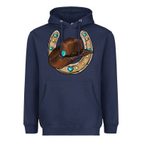 Navy horseshoe cowboy hat Heavyweight Hoodie - RanaPortraitStore