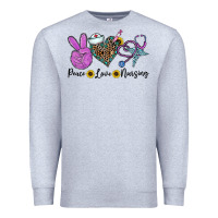 Heather Grey peace love nursing Premium Sweatshirt - CowhideDigitalArt