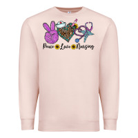 Pale Pink peace love nursing Premium Sweatshirt - CowhideDigitalArt