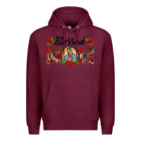 Burgundy blessed mom lady of guadalupe Premium Hoodie - BarkalooDesign