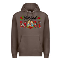 Coffee blessed mom lady of guadalupe Premium Hoodie - BarkalooDesign