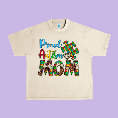 Proud Autism Mom Urban Heavy Tee Designed By Artiststas