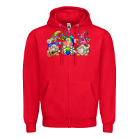 Red hippie gnomes Zipper Hoodie - Zillion Design Studio
