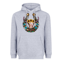 Heather Grey western horseshoe skull Heavyweight Hoodie - RanaPortraitStore