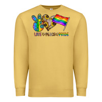 Antique Gold peace love pride Premium Sweatshirt - CowhideDigitalArt