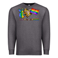 Charcoal Heather peace love pride Premium Sweatshirt - CowhideDigitalArt