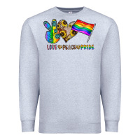 Heather Grey peace love pride Premium Sweatshirt - CowhideDigitalArt