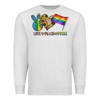 Oatmeal Heather peace love pride Premium Sweatshirt - CowhideDigitalArt
