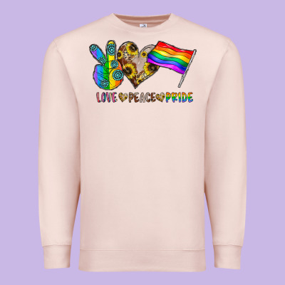 Peace Love Pride Premium Sweatshirt Designed By Cowhidedigitalart
