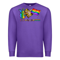 Purple peace love pride Premium Sweatshirt - CowhideDigitalArt