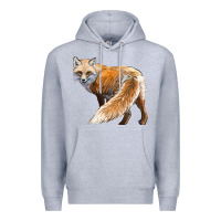 Heather Grey Red Fox Premium Hoodie - LillyAllenDesigns