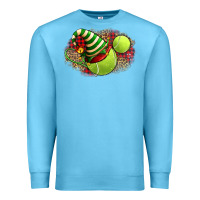 Ocean Blue Tennis Christmas With Racket And Hat Premium Sweatshirt - FaDigitalArtStudio