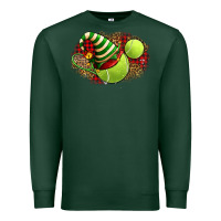 Sports Green Tennis Christmas With Racket And Hat Premium Sweatshirt - FaDigitalArtStudio