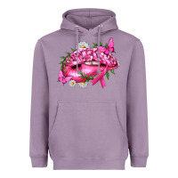 Lavender Breast Cancer with Ribbon Pink Lips Heavyweight Hoodie - texasbilliewilder