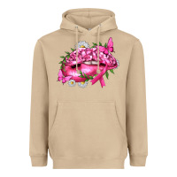 Mushroom Breast Cancer with Ribbon Pink Lips Heavyweight Hoodie - texasbilliewilder
