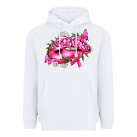White Breast Cancer with Ribbon Pink Lips Heavyweight Hoodie - texasbilliewilder