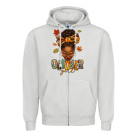 Dove Grey october girl afro woman fall Zipper Hoodie - texasbilliewilder