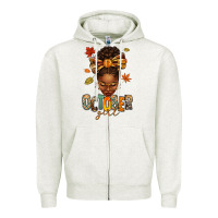 October Girl Afro Woman Fall Zipper Hoodie | Teevron