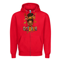 Red october girl afro woman fall Zipper Hoodie - texasbilliewilder
