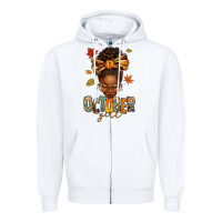 White october girl afro woman fall Zipper Hoodie - texasbilliewilder