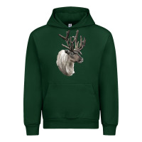 Forest Green Reindeer Buck Deer Head Urban Hoodie - LillyAllenDesigns