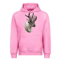 Fuchsia Pink Reindeer Buck Deer Head Urban Hoodie - LillyAllenDesigns