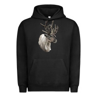 Pigment Black Reindeer Buck Deer Head Urban Hoodie - LillyAllenDesigns