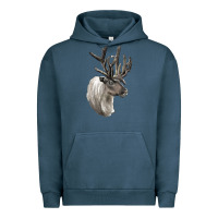 Pigment Midnight Navy Reindeer Buck Deer Head Urban Hoodie - LillyAllenDesigns