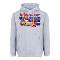 Heather Grey American teacher Heavyweight Hoodie - Zillion Design Studio