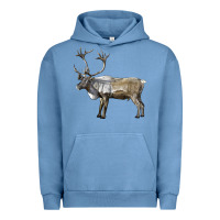 Pigment Pebble Blue reindeer buck deer Urban Hoodie - LillyAllenDesigns