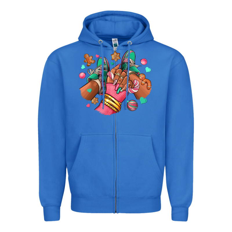 Pink Christmas Black Girl Sneakers Zipper Hoodie by RanaPortraitStore | Teevron